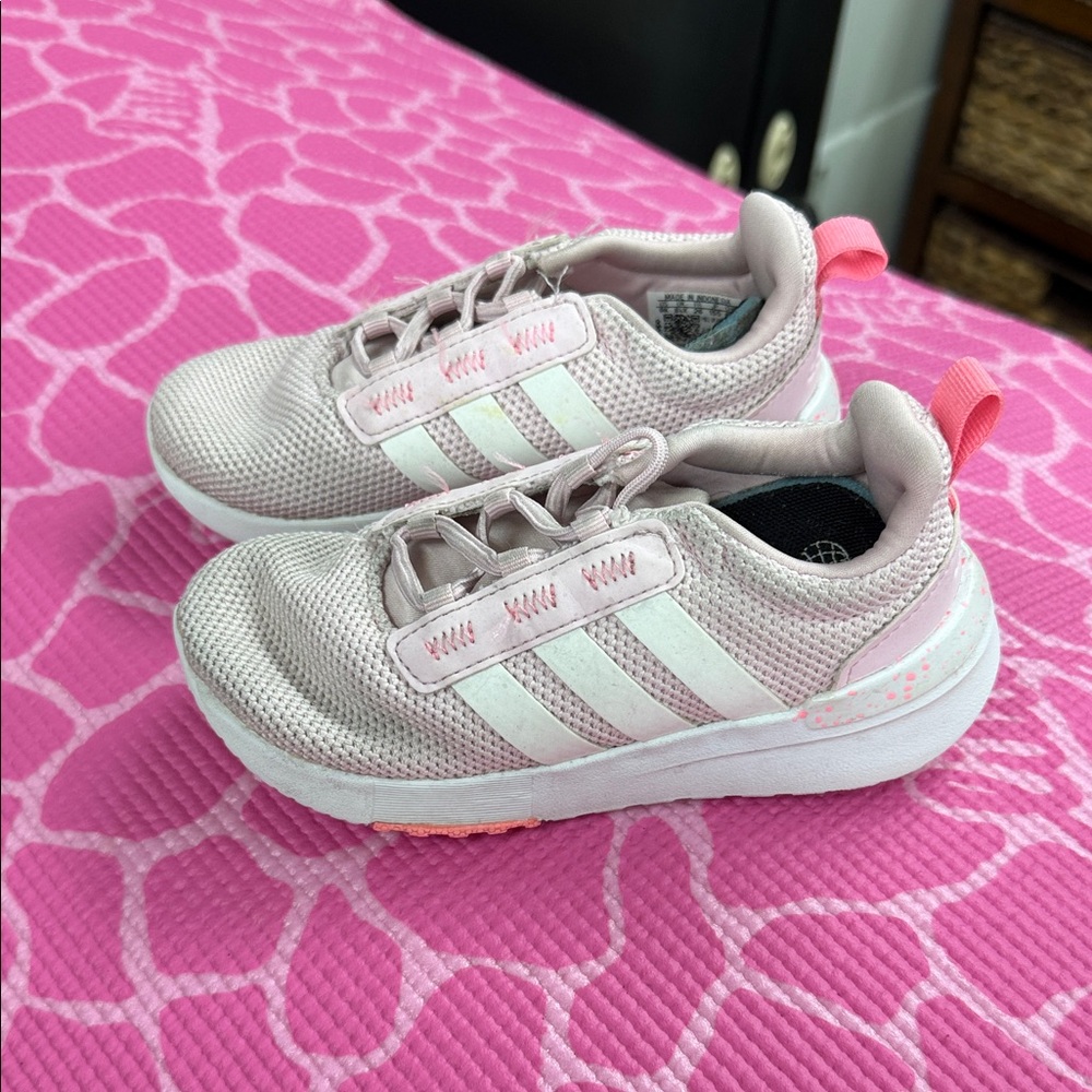 Adidas Kids Light Pink and White Sneakers